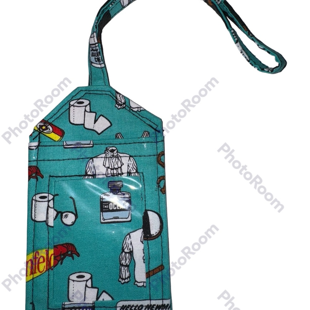 Seinfeld collage luggage tag cotton hand made USA motif great summer travel gift